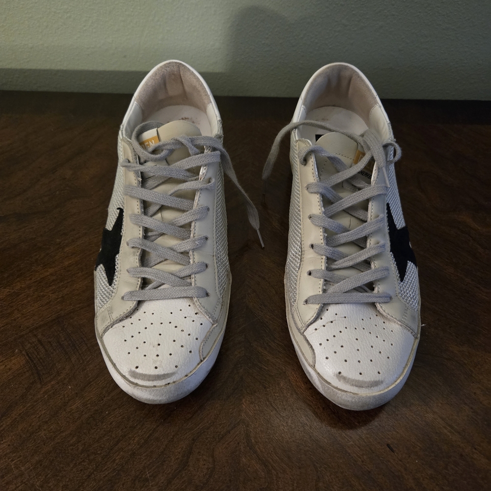 Golden Goose Gray and Black Star Sneakers